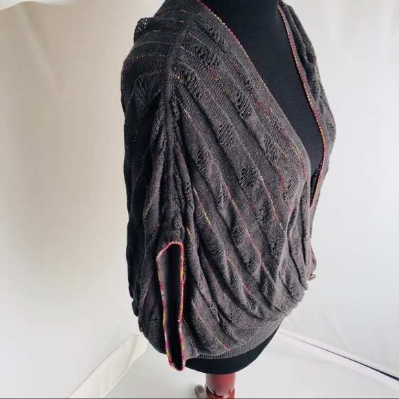 Anthropologie Moth dark gray multicolor knit sleeveless cardigan M - Picture 2 of 8